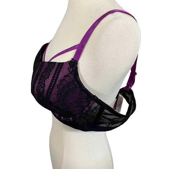 Adorn Me Bra Women 40D Pink Lace Floral Feminine Sexy Intimates Romantic Punk - Picture 6 of 13